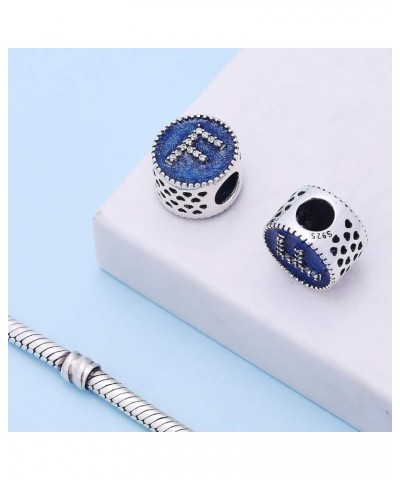 Solid 925 Sterling Silver Letter Beads Complete A~Z Gift Options Alphabet Charm Fit Pandora European Bracelets Letter F $10.8...