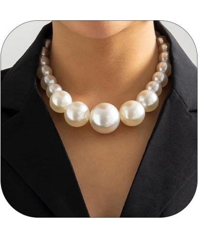 Pearl Necklaces for Women Chunky Pearl Necklaces Big Pearl Necklaces Exaggerated Large Pearl Necklaces Statement Necklace Wed...