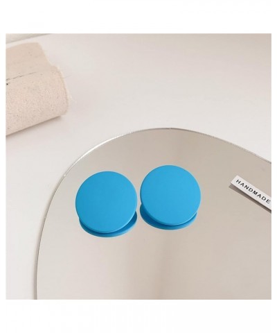 Colorful Round Button Stud Earrings for Women Girls 80s Style Neon Colorful Statement Earrings Blue $5.61 Earrings