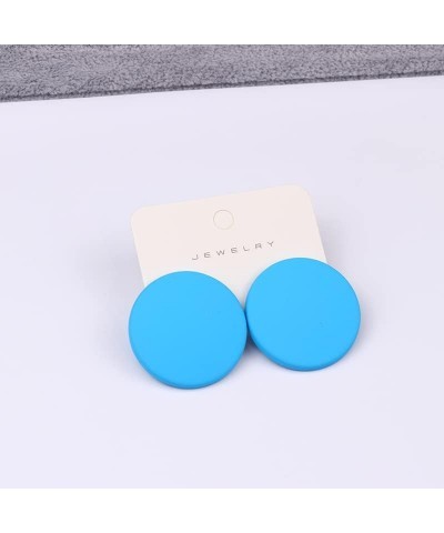 Colorful Round Button Stud Earrings for Women Girls 80s Style Neon Colorful Statement Earrings Blue $5.61 Earrings