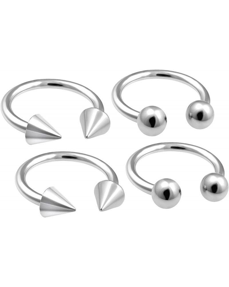 4pcs 18g Horseshoe Ring Circular Cartilage Steel Nose Lip Cartilage Hoop Septum Tragus Stud Ear Eyebrow BBEL - Pick Size 4 Pc...