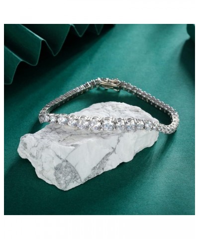 Cubic Zirconia Tennis Bracelet for Women Men 18K White Gold Plated | Graduated CZ Bracelet | Size 6-8.5 inches 8.5 inch $10.3...