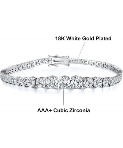 Cubic Zirconia Tennis Bracelet for Women Men 18K White Gold Plated | Graduated CZ Bracelet | Size 6-8.5 inches 8.5 inch $10.3...