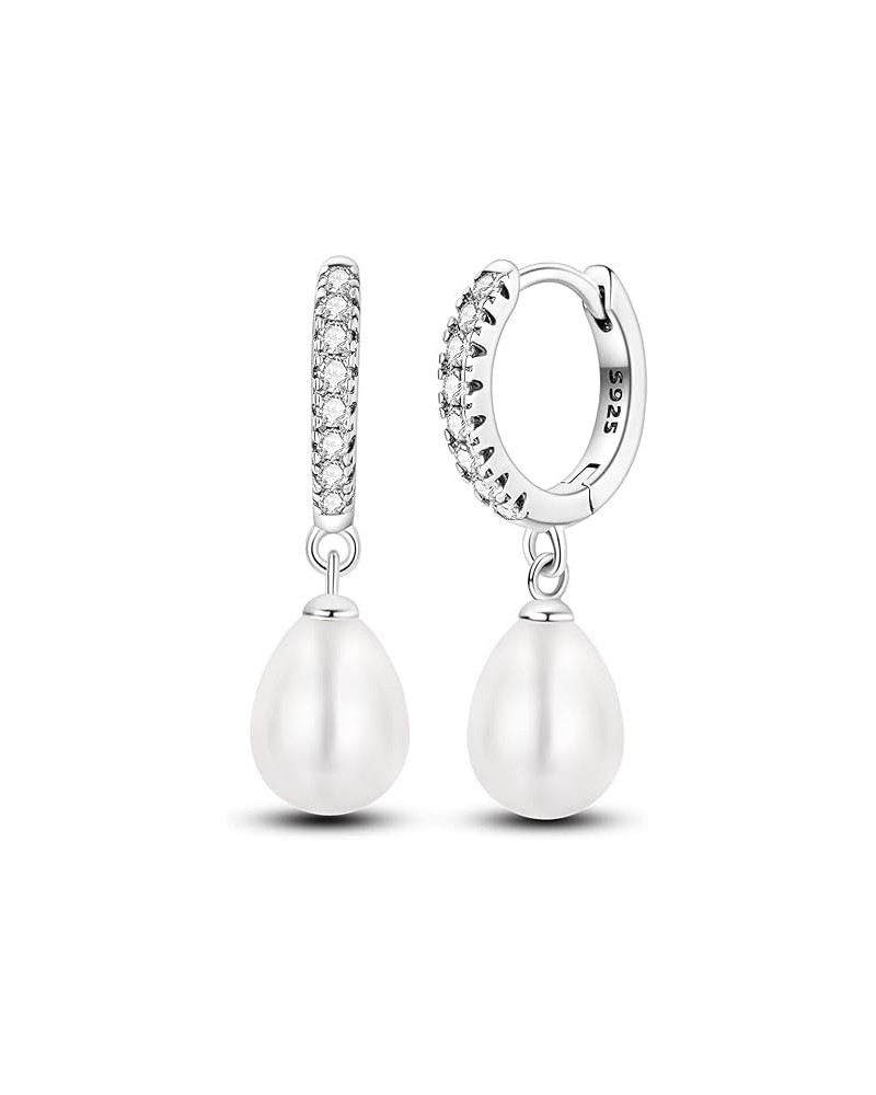 925 Sterling Silver Hoop Earrings Huggie Earrings Colorful Cubic Zirconia Hypoalleric Small Hoop Earrings Shinning Pearl $9.8...