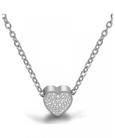 Stainless Steel Small Heart Charm Collar Necklace Silver $6.37 Necklaces