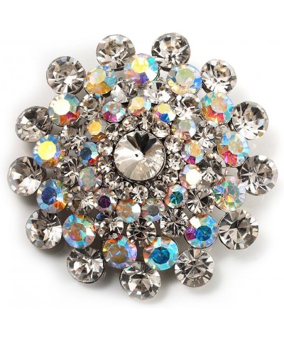 Dazzling Dom Shape Crystal Corsage Brooch (Silver, Clear & Iridescent) - 4cm Diameter $14.65 Brooches & Pins