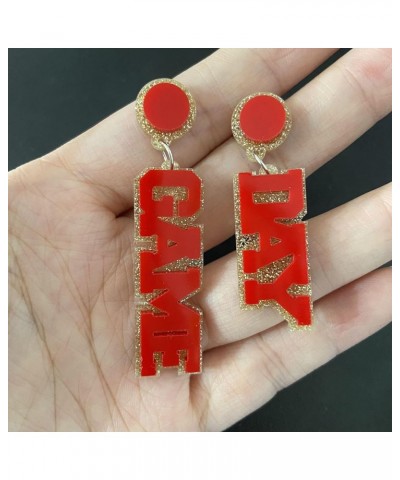 Game Day Earrings Colorful Acrylic Game Day Letter Drop Dangle Earring Football Earrings Game Day Accessories Jewelry for Foo...