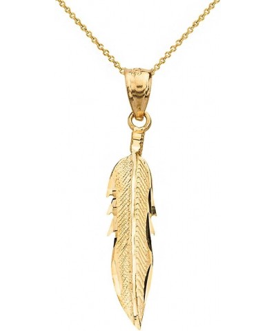 Bohemia Leaf Feather Pendant Necklace 18" Chain + 14k Yellow-Gold $24.37 Necklaces