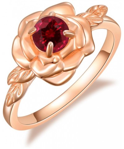 Moonstone Rose Ring Rosegold Plated Rose Engagement Ring Valentines Day Jewelry Birthday Gifts for Women Created Ruby 7 $38.0...