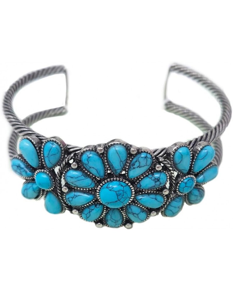 Western Flower Cuff Western Wire Bracelet Navajo Squash Blossom (Turquoise) $13.76 Bracelets