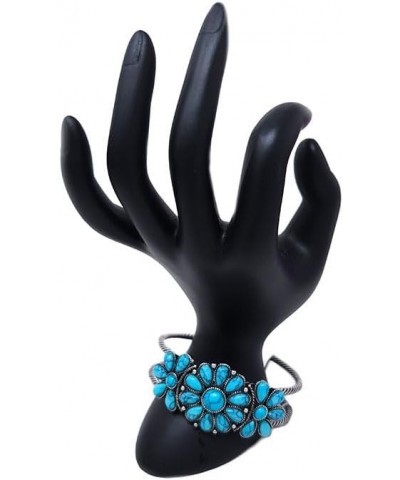 Western Flower Cuff Western Wire Bracelet Navajo Squash Blossom (Turquoise) $13.76 Bracelets