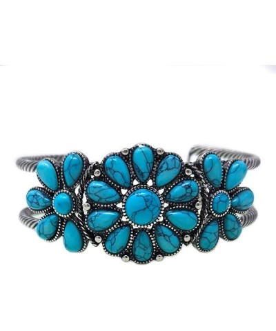 Western Flower Cuff Western Wire Bracelet Navajo Squash Blossom (Turquoise) $13.76 Bracelets