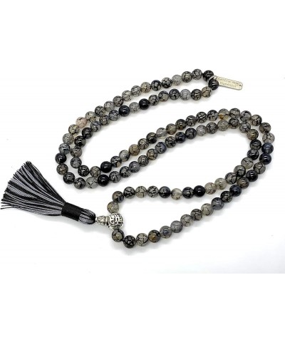 108 Mala Beads Necklace - Reiki Healing Crystals - Handmade Buddhist Prayer Beads Dragon Vein Agate 8 mm $28.31 Necklaces