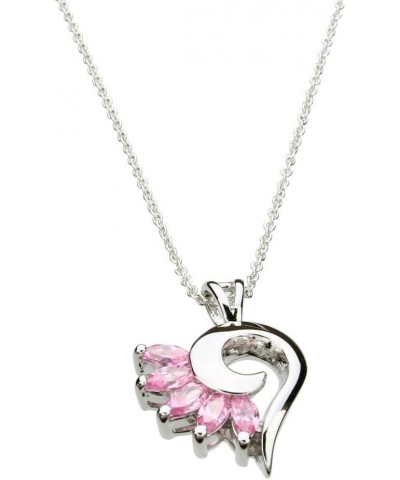 Pink Marquise Cubic Zirconia Sterling Silver Heart Pendant Cable Chain Necklace 20 inches $8.15 Others