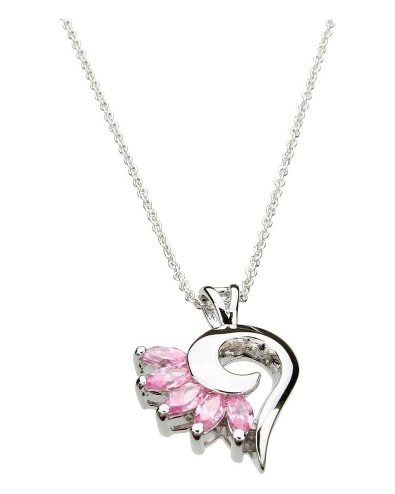 Pink Marquise Cubic Zirconia Sterling Silver Heart Pendant Cable Chain Necklace 20 inches $8.15 Others