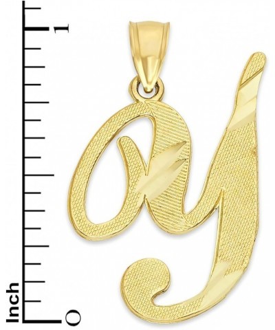 10k Solid Gold Cursive Initial Necklace, Personalized Letter Pendant Custom Jewelry for Her with Dainty Rolo Chain Y $51.00 N...