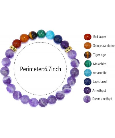 Gemstone Chakra Bracelet - Real Stone Crystal Bracelet - Spirit Stone Healing Bracelet for Men and Women - 8mm Beads Dream am...