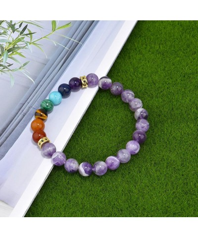 Gemstone Chakra Bracelet - Real Stone Crystal Bracelet - Spirit Stone Healing Bracelet for Men and Women - 8mm Beads Dream am...