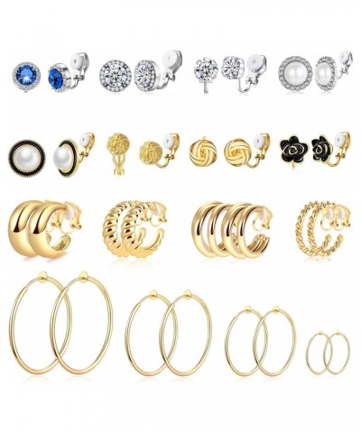 16 Pairs Clip On Earrings for Women Gold Sliver Non Pierced ???????????????? ???????? ???????????????? ??????????????????????...