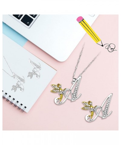 2PCS Women Girl's Initial Letters Brooch Pin Sweater Shawl Clip and Necklace Chain Set, Clothing Dresses Decoration Accessori...