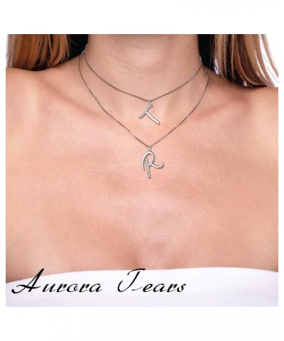 Initial Letter Necklace for Women Girls - 925 Sterling Silver Personalized 26 A-Z Alphabet Name Pendant Crystal CZ Jewelry Mo...