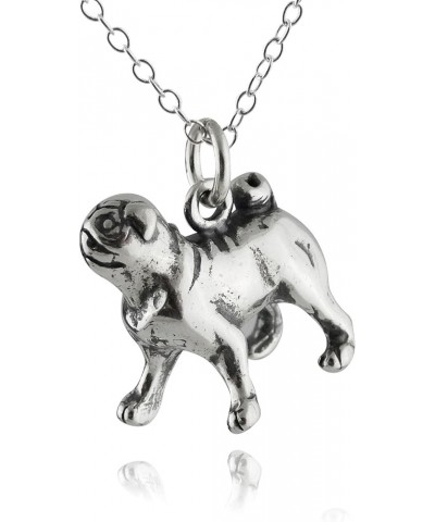 Sterling Silver 3D Dog Breed Necklaces 3D PUG $14.00 Necklaces