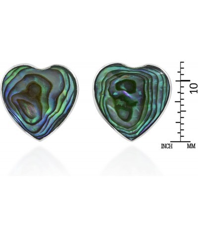 Heart Shaped Green Inlay Abalone Shell Sterling Silver Post Earrings | Casual Chic Post Earrings for Women | Gift for Daughte...