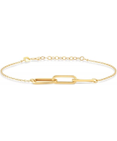 14k Real Gold Paperclip Chain Bracelet for Women | 14k Gold Chain Bracelets | Dainty Gold Paperclip Chain Bracelet | Women's ...