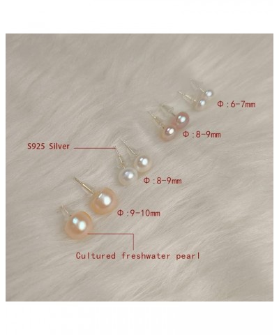 Pearl Earrings Stud for Women 6-10mm AAA-Grade Freshwater Cultured Pearl Earring Button Pearl Studs with S925 Sterling Silver...