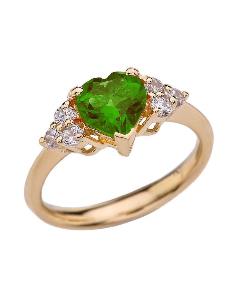 Yellow Gold 14k Heart Shaped Birthstone Ring created-emerald $56.00 Rings