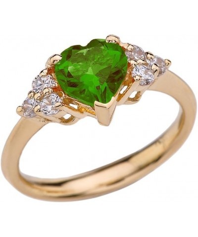 Yellow Gold 14k Heart Shaped Birthstone Ring created-emerald $56.00 Rings