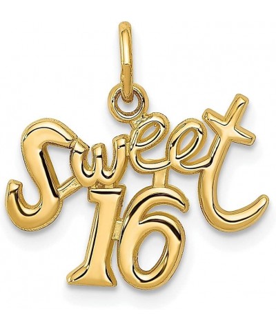 14k Yellow Gold Sweet 16 Necklace Charm Pendant Special Occasion Fine Jewelry For Women Gifts For Her $75.88 Necklaces