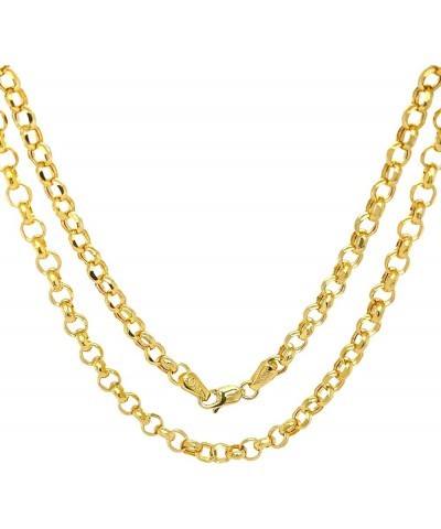 14K Yellow Real Gold Rolo Chain 1.9mm 2.5mm 2.8mm 3.75mm 4.2mm 5.2mm Diamond Cut Trendy Round Link Chain Pendant Necklace For...