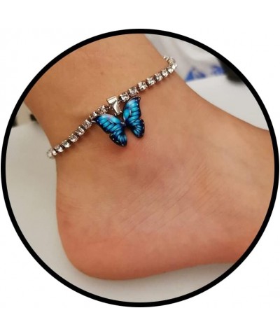 Butterfly Ankle Bracelets for Women Charms Butterfly Anklets Crystal Tennis Anklets Boho Beach Foot Chain Anklet Colored Zirc...