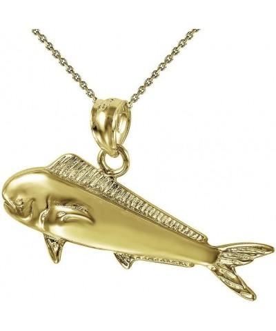 Sterling Silver Yellow Gold Plated 1mm Cable Chain Necklace w/Mahi Mahi Fish Pendant Charm Pendant w/ 22" Cable Chain $10.39 ...