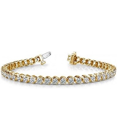 3-20 Carat LAB GROWN Classic Diamond Tennis Bracelet 3 Prong Ultra Premium Collection (E-F Color, VS2-SI1 Clarity) Yellow Gol...