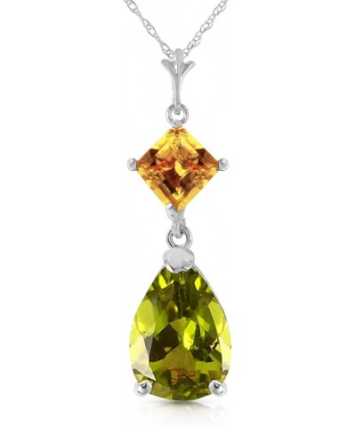 14k Yellow, White, Rose Gold Natural Citrine and Peridot Drop Pendant Necklace White Gold 16.0 Inches $99.72 Necklaces