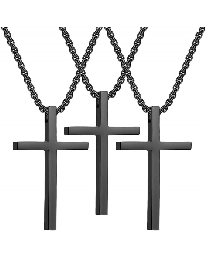 cross necklace for Mens and womens gold silver black stainless steel silver Cross Pendant Necklace Simple Cute Necklaces for ...