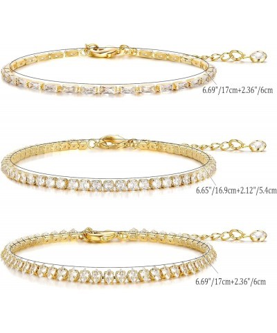 5 PCS Gold Bracelets for Women Teen Girls, 14K Real Gold Plated Adjustable Cubic Zirconia Dainty Tennis Anklet Bracelets Pack...