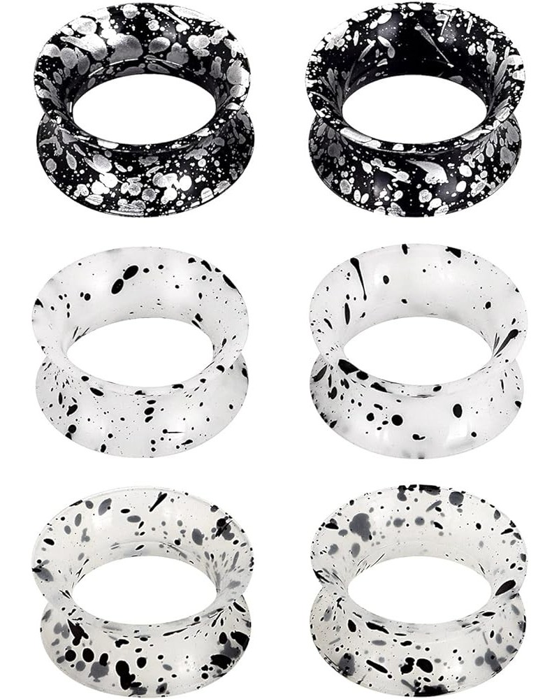 1 Pair/3Pairs Black/White/Transparent Soft Silicone Flexible Ear Skin Tunnels Plugs Expanders Gauges Hollow Body Piercing 2G-...