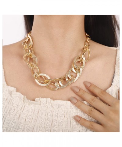 Big Chunky Choker Necklace Gold Cuban Link Chain Hip Hop Choker Chain Necklace Punk Jewelry for Women and Girls $8.24 Necklaces