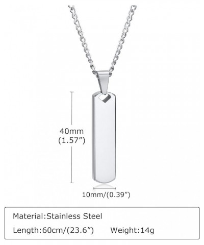 QINGDUO Customized Stainless Steel Three Dimensional Rectangular Geometric Matching Pendant Necklaces for Couples Boyfriend G...