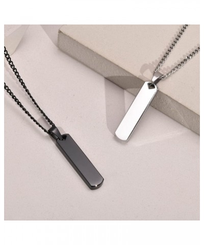 QINGDUO Customized Stainless Steel Three Dimensional Rectangular Geometric Matching Pendant Necklaces for Couples Boyfriend G...