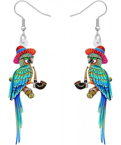 Acrylic Bird Parrot Earrings for Women Girls Scarlet Macaw Hypoallergenic Hook Dangle Drop Earrings Parrot Jewelry for Gift B...