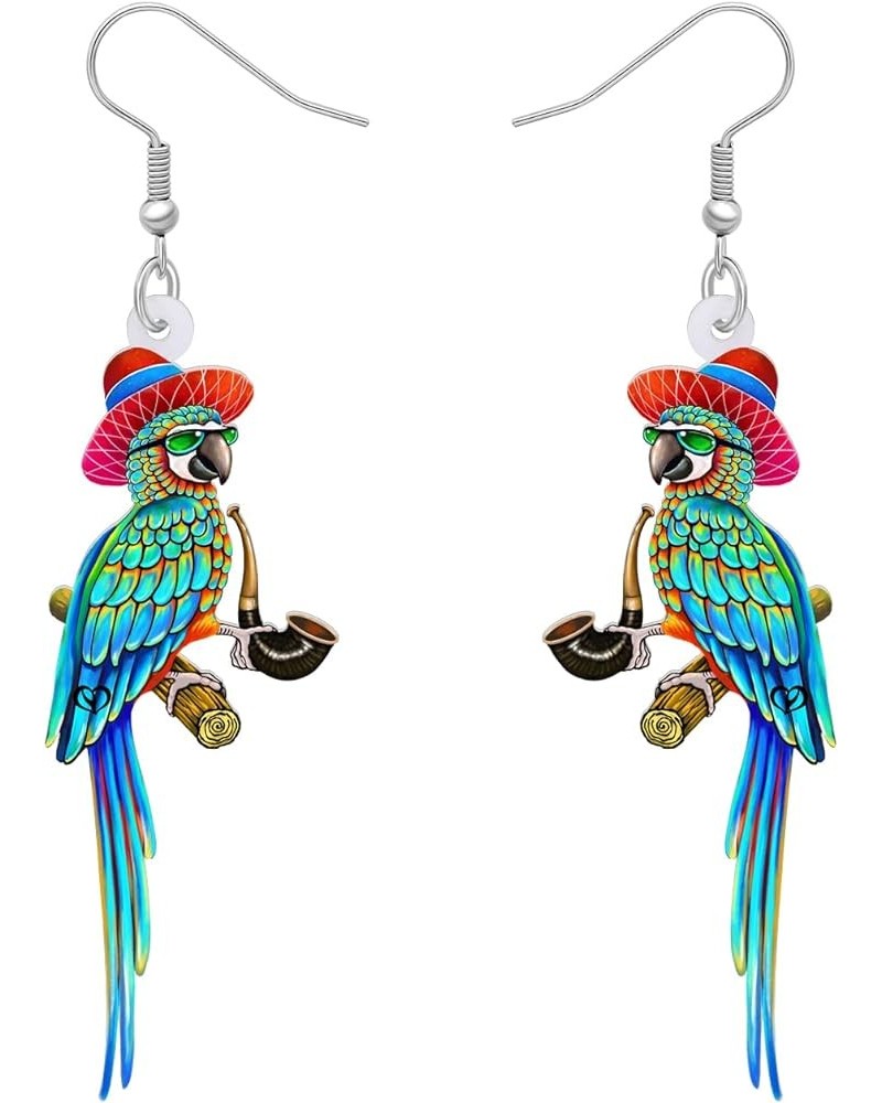 Acrylic Bird Parrot Earrings for Women Girls Scarlet Macaw Hypoallergenic Hook Dangle Drop Earrings Parrot Jewelry for Gift B...