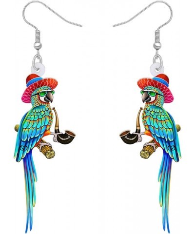 Acrylic Bird Parrot Earrings for Women Girls Scarlet Macaw Hypoallergenic Hook Dangle Drop Earrings Parrot Jewelry for Gift B...