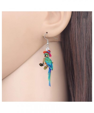 Acrylic Bird Parrot Earrings for Women Girls Scarlet Macaw Hypoallergenic Hook Dangle Drop Earrings Parrot Jewelry for Gift B...