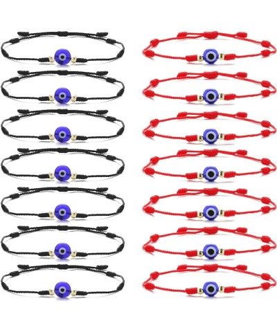 14PCS Evil Eye Bracelets for Women Men 7 Knot Lucky Bracelets Handmade Braided Red String Bracelet Adjustable Family Friendsh...