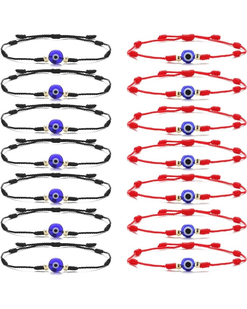 14PCS Evil Eye Bracelets for Women Men 7 Knot Lucky Bracelets Handmade Braided Red String Bracelet Adjustable Family Friendsh...