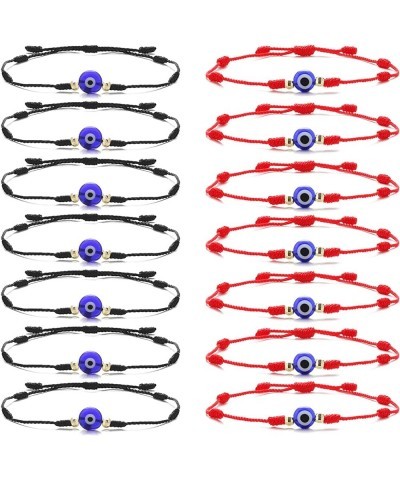 14PCS Evil Eye Bracelets for Women Men 7 Knot Lucky Bracelets Handmade Braided Red String Bracelet Adjustable Family Friendsh...